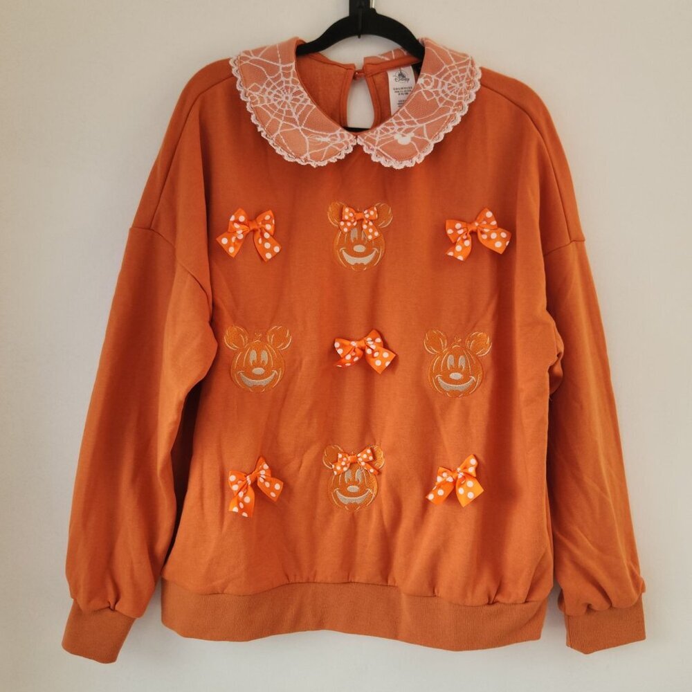 Disney Parks Her Universe Minnie Jack O Lantern Orange Sweatshirt Halloween XL